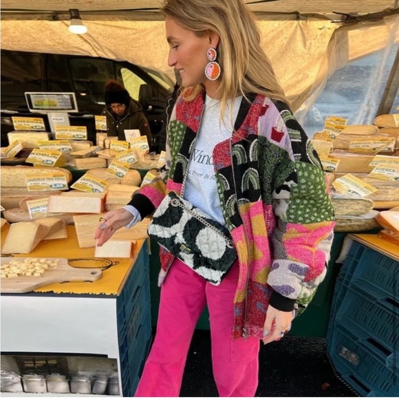 #26 LAST 1! Multicolor patch zip up lightweight bomber coat - Picture 8 of 12